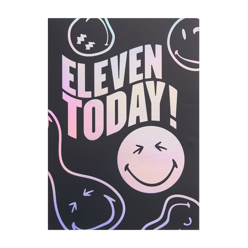 Uk Greetings - 11th Happy Birthday Smiley Card - Black