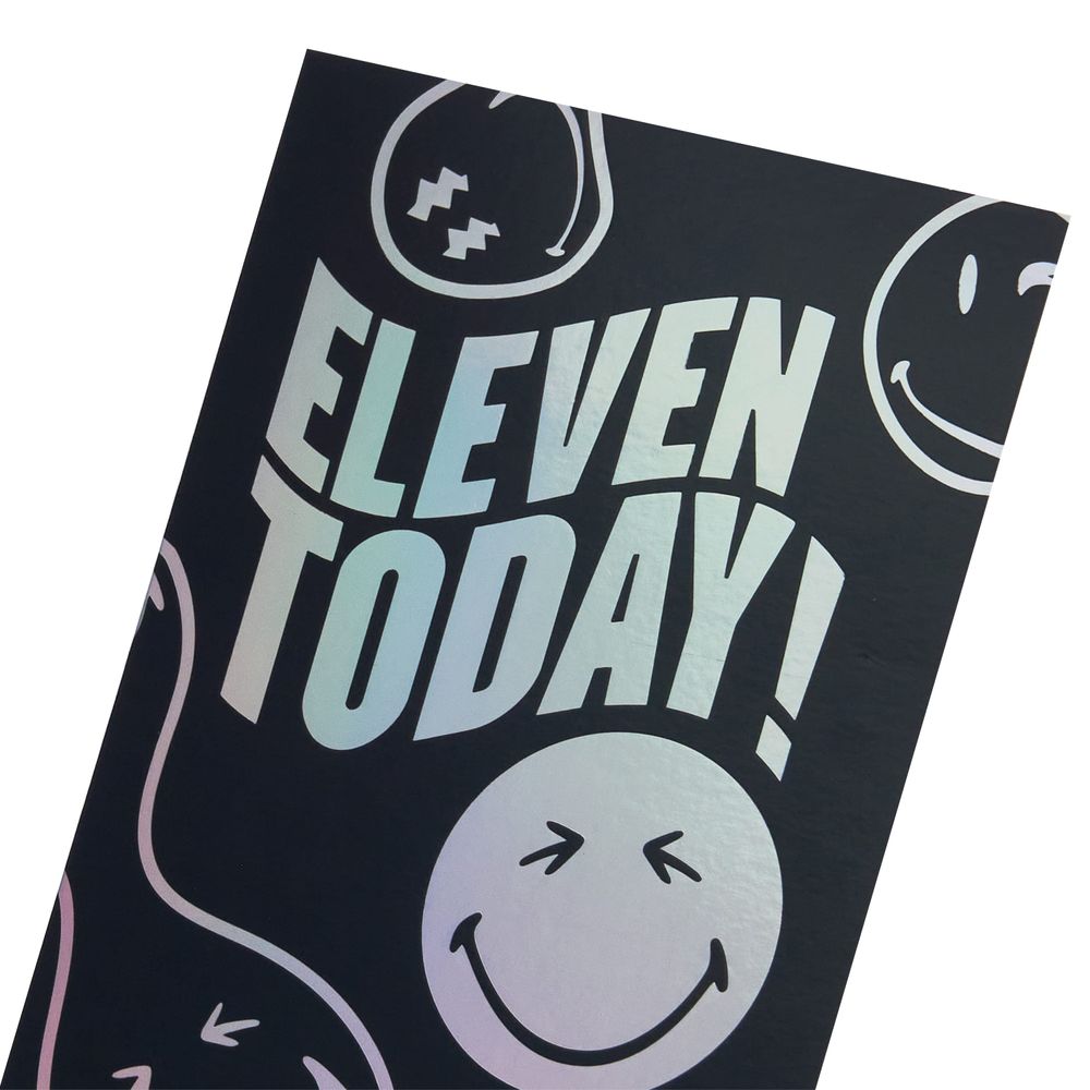 Uk Greetings - 11th Happy Birthday Smiley Card - Black
