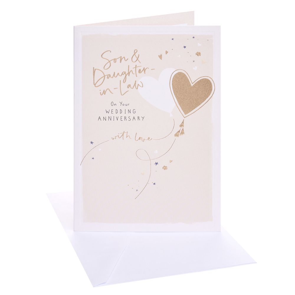 UK Greetings - Son & Daughter-In-Law Wedding Anniversary Greeting Card - Beige