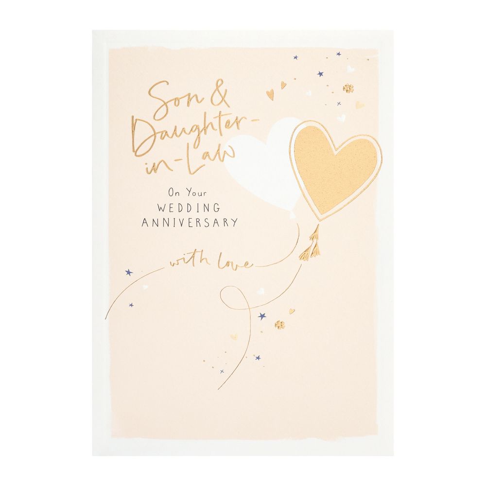 UK Greetings - Son & Daughter-In-Law Wedding Anniversary Greeting Card - Beige
