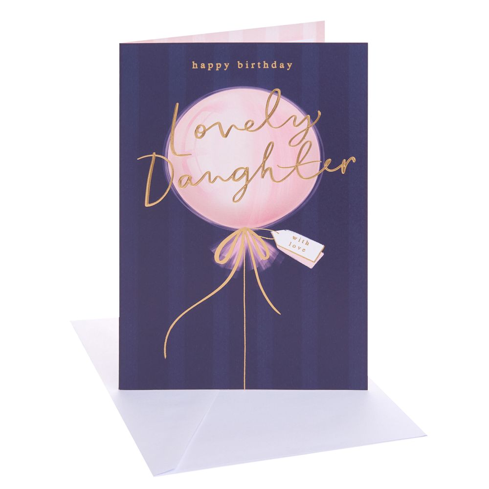 UK Greetings - Happy Birthday To Lovely Daughter Greeting Card - Pink Balloon
