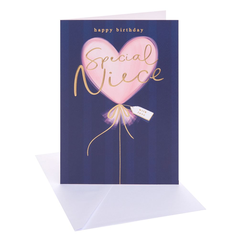 UK Greetings - Happy Birthday Special Niece Greeting Card - Heart Balloon