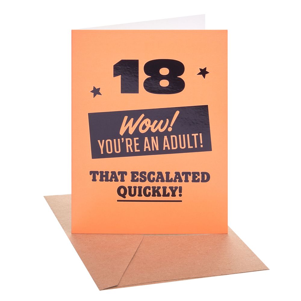 UK Greetings - 18th Happy Birthday Greeting Card - That Escalated Quickly