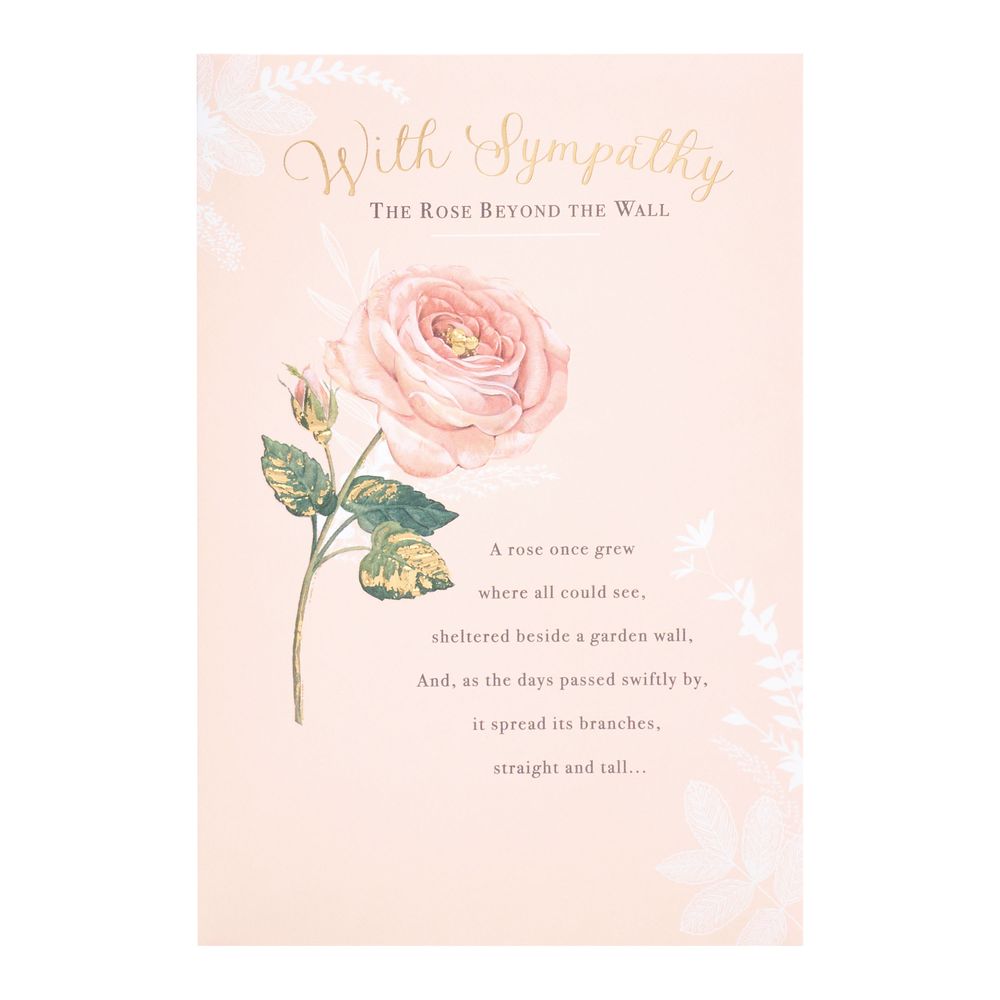 UK Greetings - Sympathy Greeting Card With Envelope - Rose Beyond The Wall