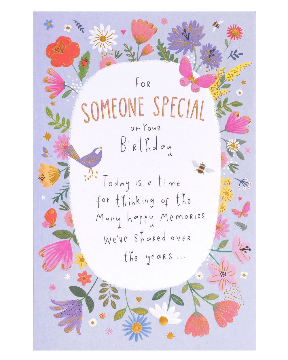 Uk Greetings - Happy Birthday Someone Special Bird And Flowers Card