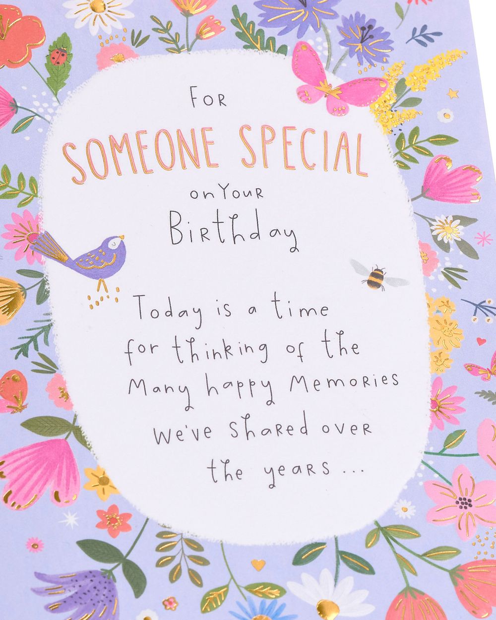 Uk Greetings - Happy Birthday Someone Special Bird And Flowers Card