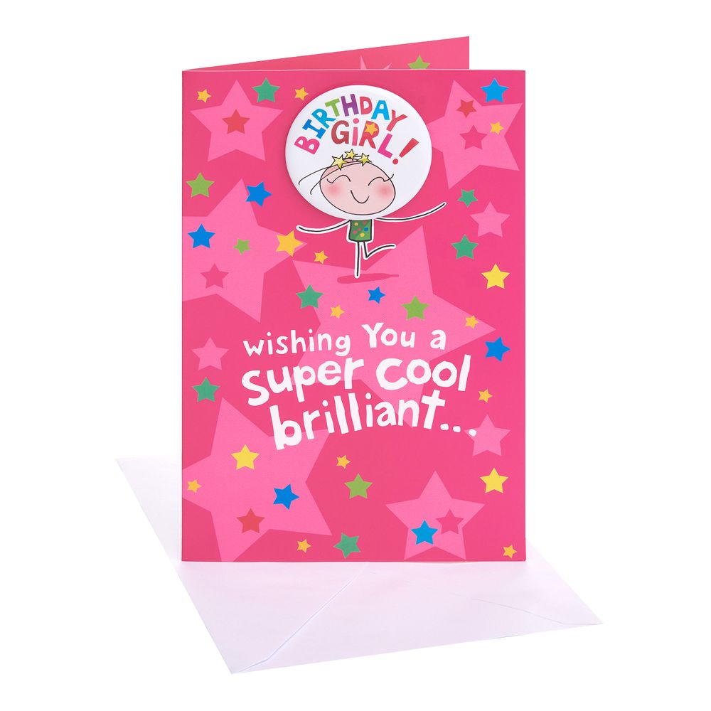 UK Greetings - Super Cool Birthday Girl Greeting Card - Pink