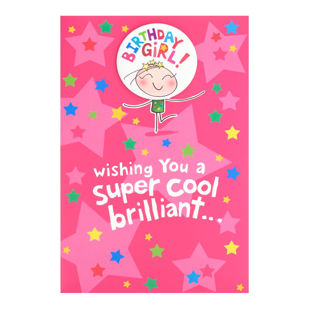 UK Greetings - Super Cool Birthday Girl Greeting Card - Pink