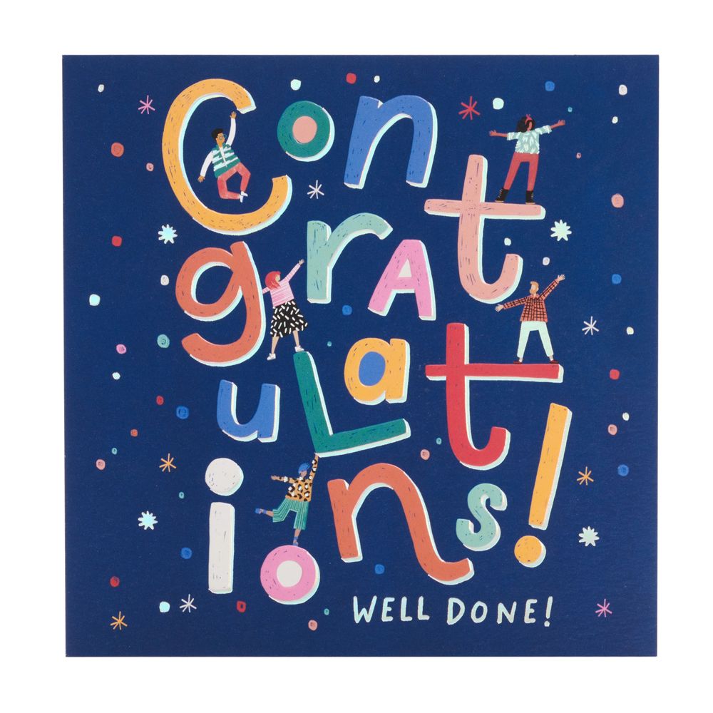 UK Greetings - Congratulations Well Done Greeting Card With Envelope - Blue