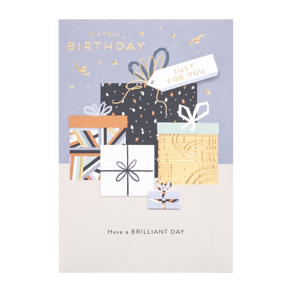 UK Greetings - Happy Birthday Just For You Greeting Card - Presents & Balloons