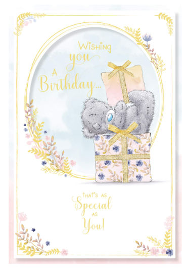 Carte Blanche - Happy Birthday Bear And Presents Greeting Card - White