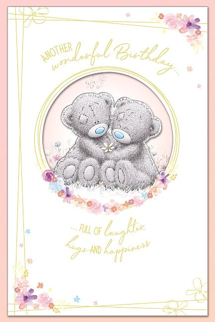 Carte Blanche - Happy Birthday Bears With Flower Greeting Card - White