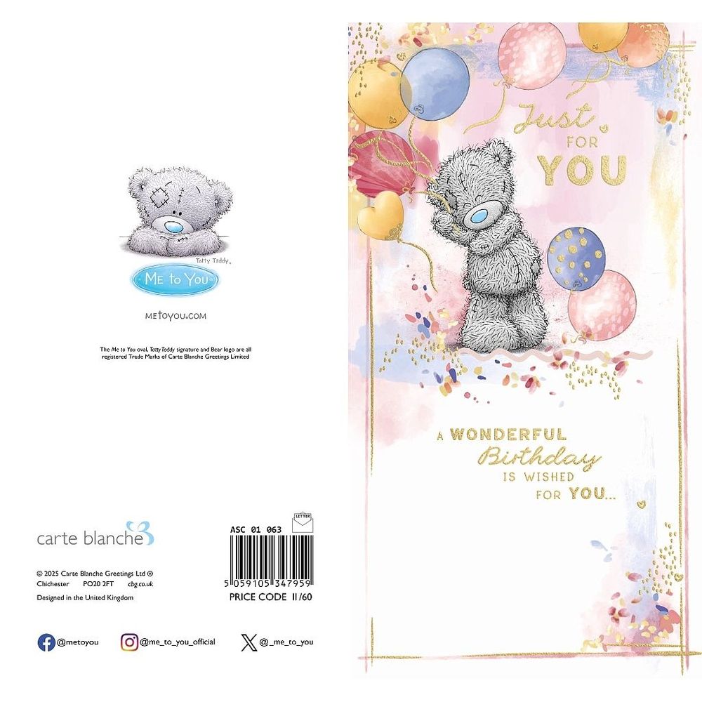 Carte Blanche - Happy Birthday Bear Stood Holding Greeting Card - Multicolor