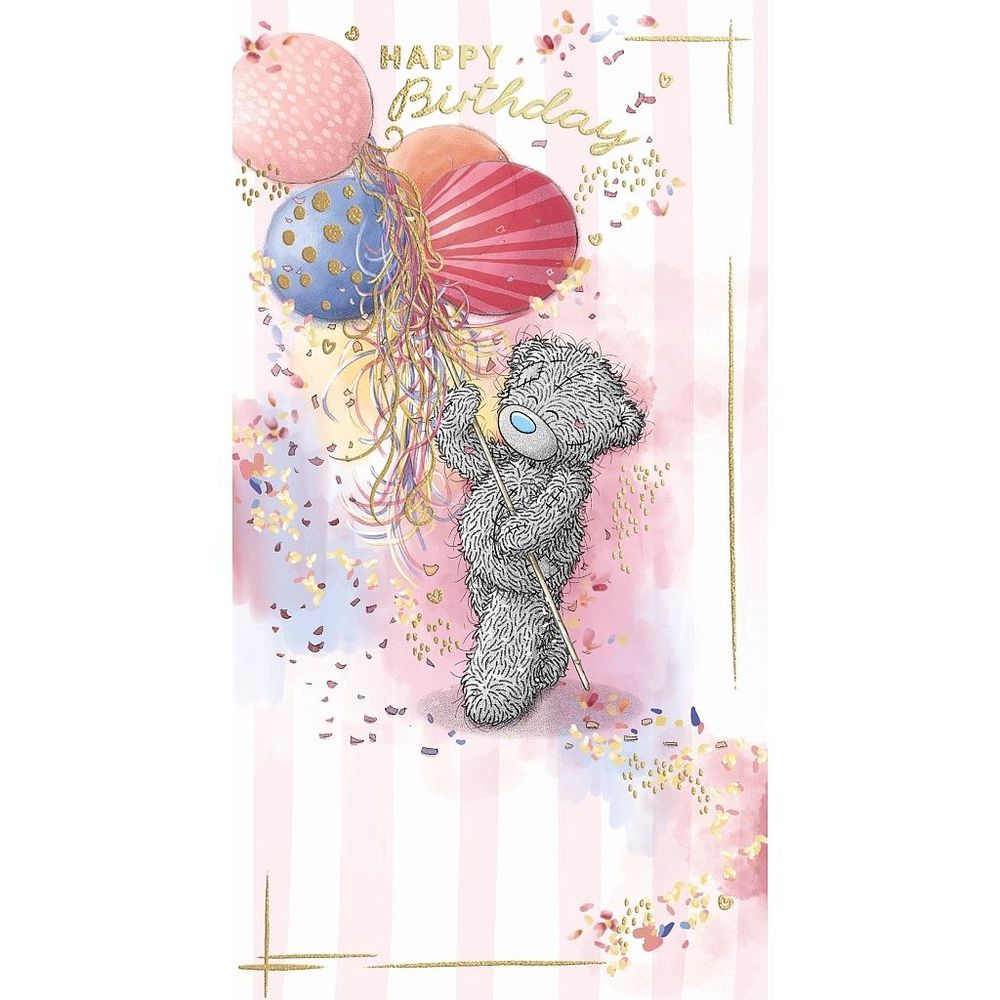 Carte Blanche - Happy Birthday Bear With Balloons Greeting Card - Multicolor