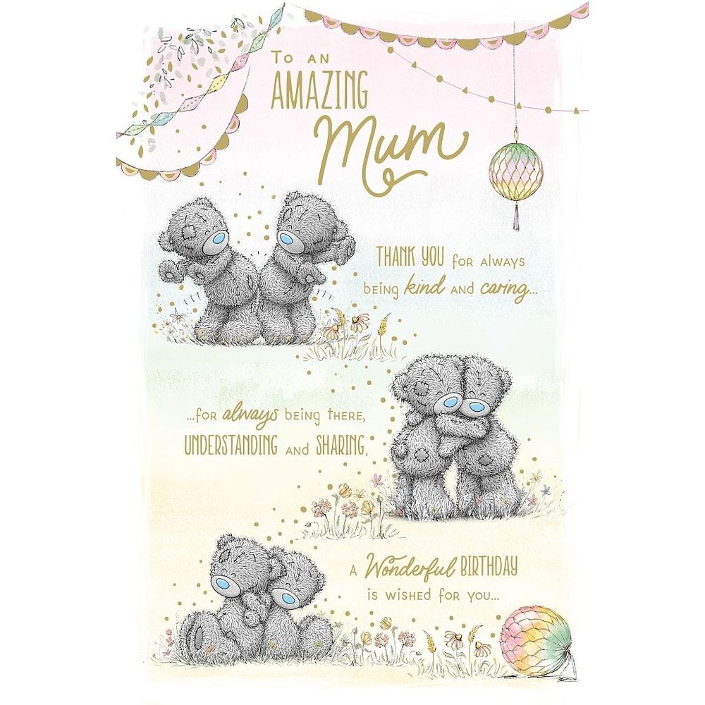 Carte Blanche - Happy Birthday Mum Bears In Flowers Greeting Card - Multicolor