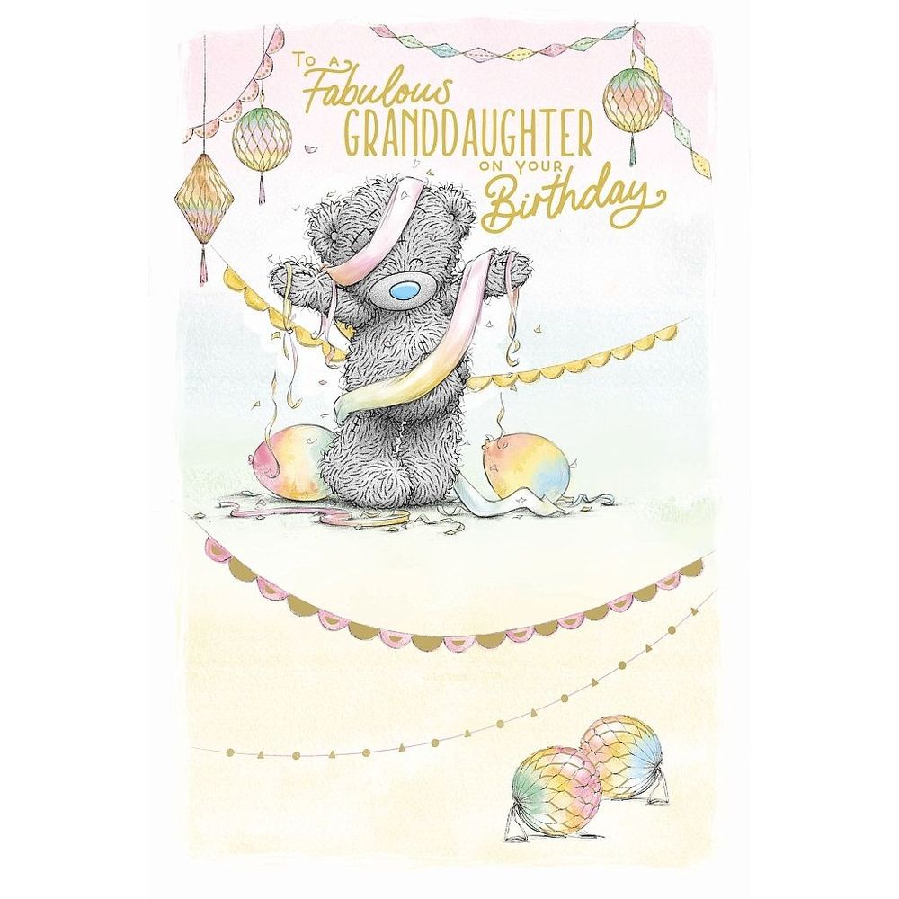 Carte Blanche - Happy Birthday Granddaughter Bear Tangled Greeting Card - Multicolor