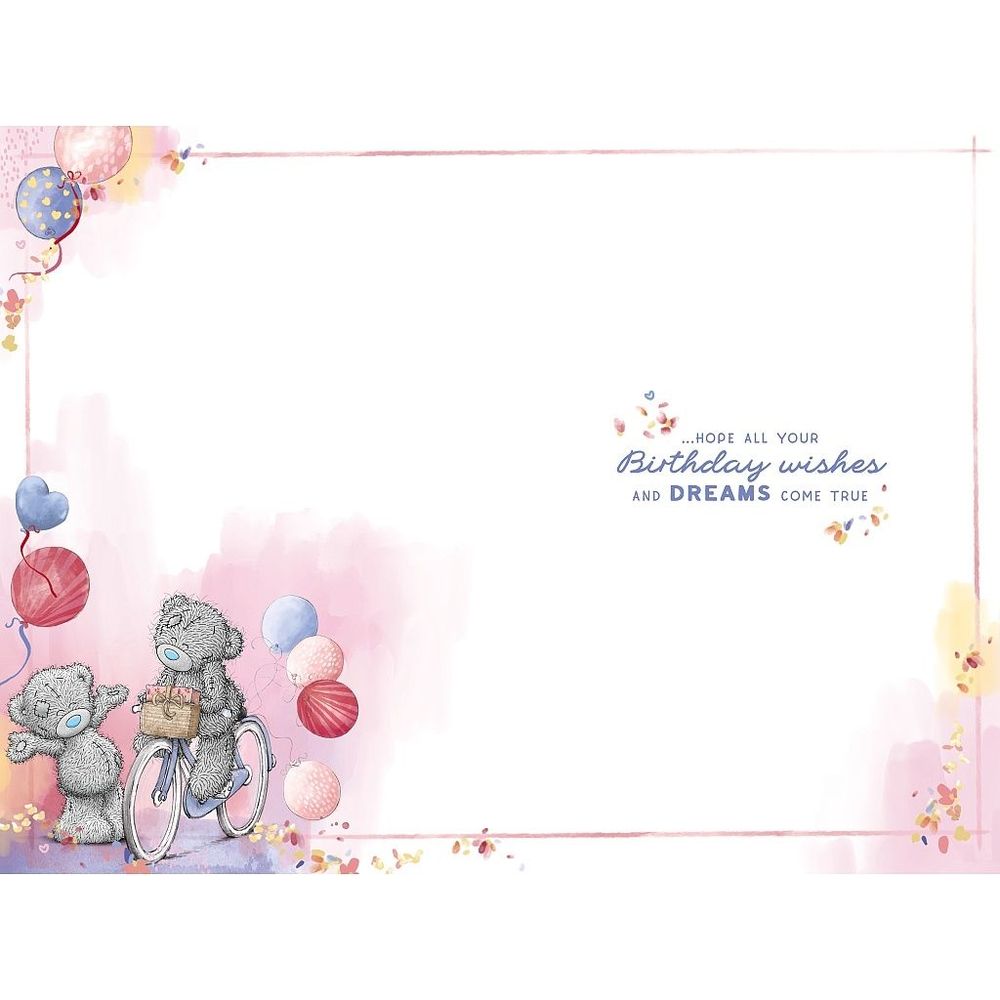 Carte Blanche - Happy Birthday Bears On Bicycle Greeting Card - Pink