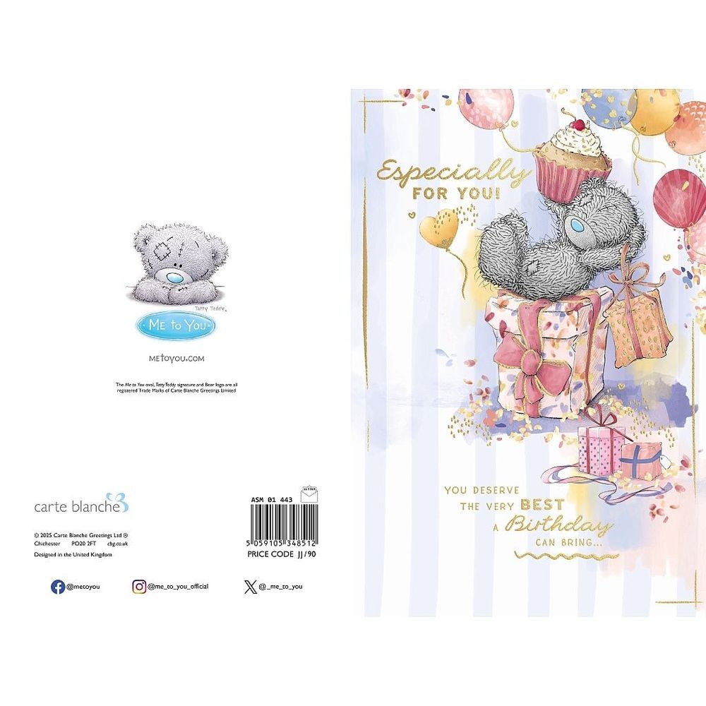 Carte Blanche - Happy Birthday Especially For You Bear Greeting Card - Multicolor
