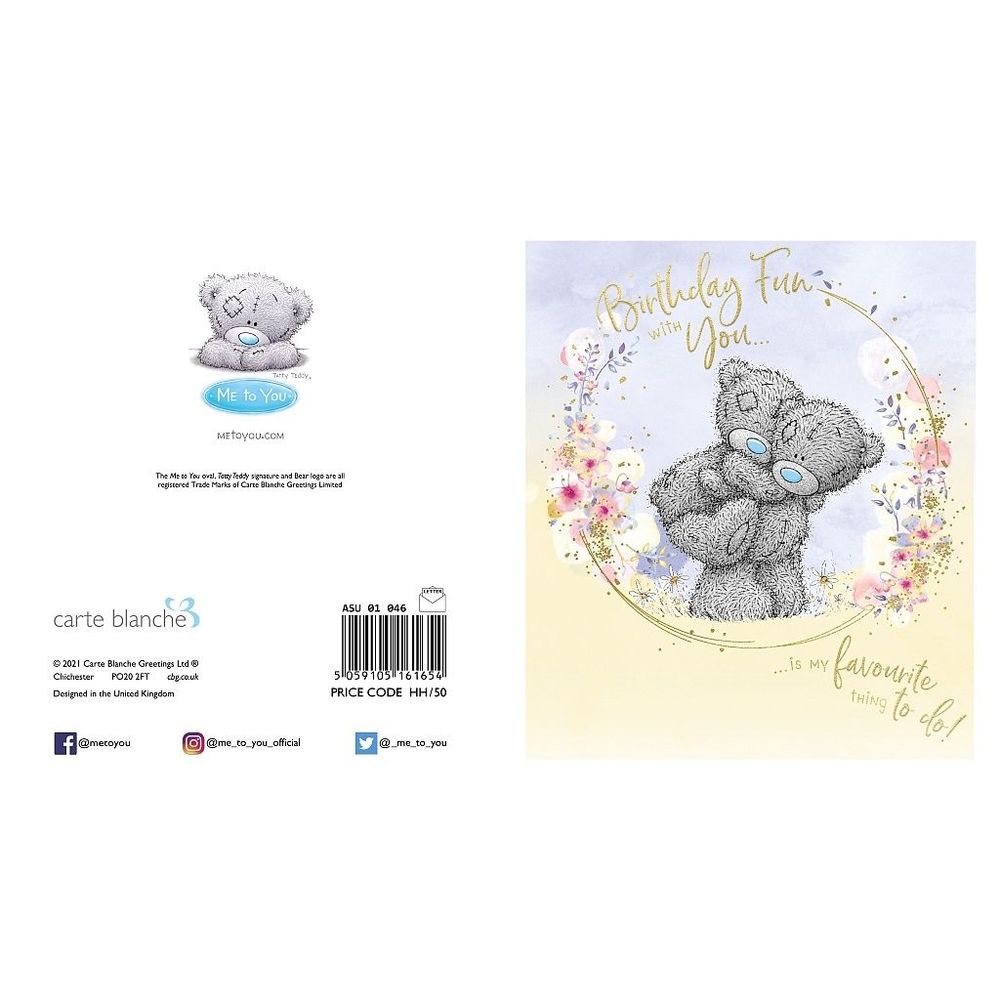 Carte Blanche - Happy Birthday Bear Holding Back Greeting Card - Multicolor