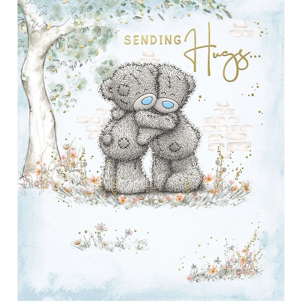 Carte Blanche - Sending Hugs Bears Hugging Greeting Card - Multicolor