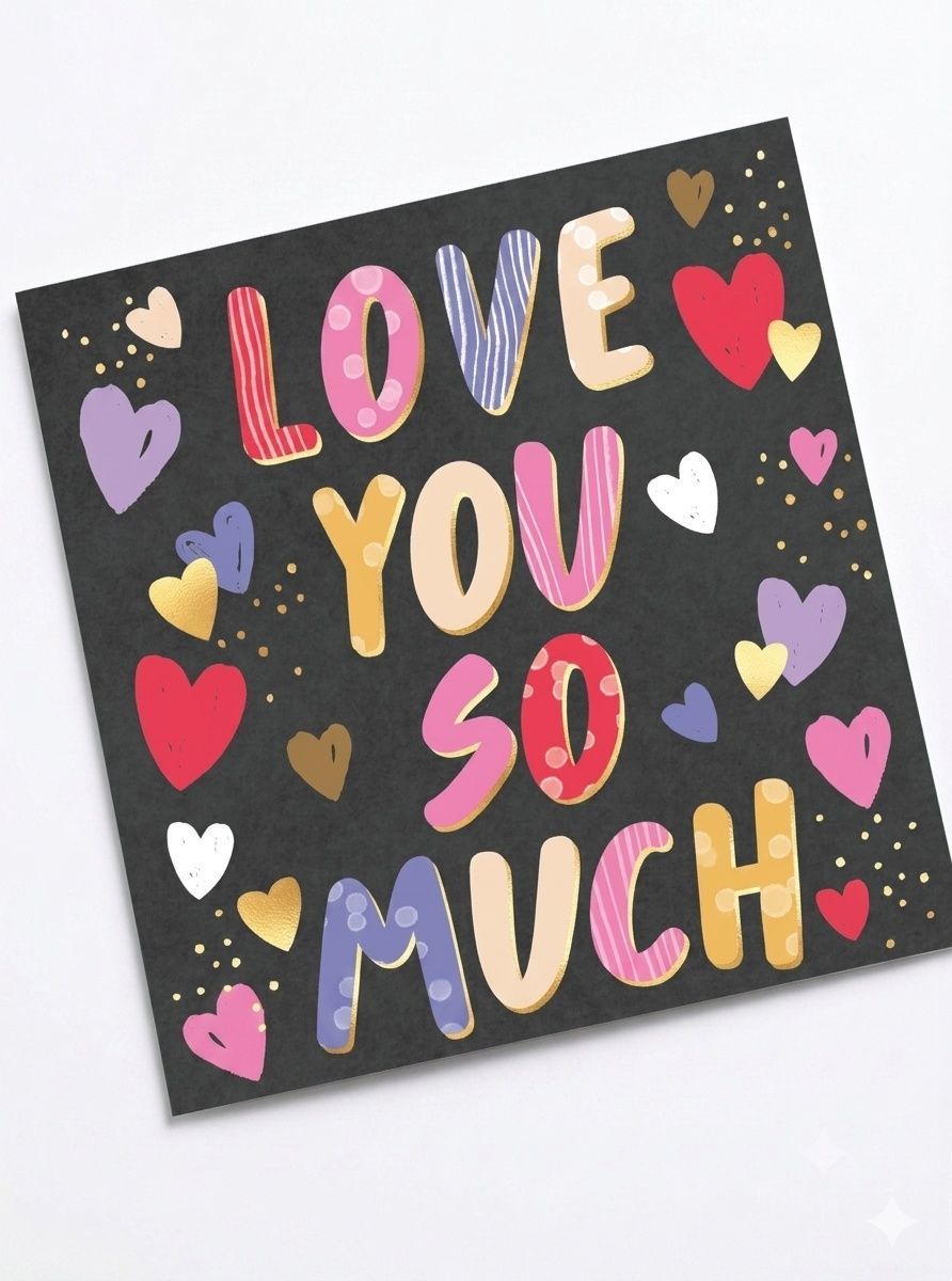 Laura Darrington Design - Love You So Much Blank Greeting Card - Multicolor