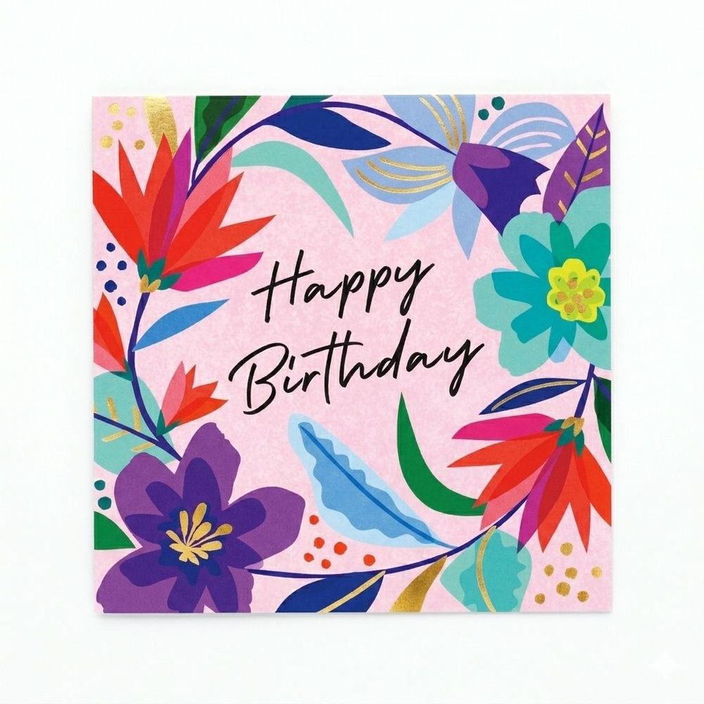 Laura Darrington Design - Happy Birthday Greeting Card - Floral Design