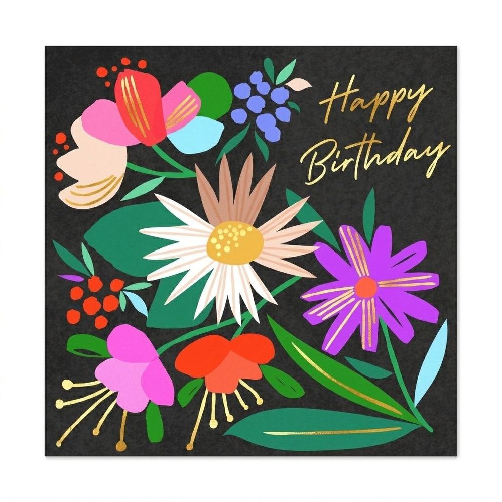 Laura Darrington Design - Floral Design Happy Birthday Greeting Card - Multicolor