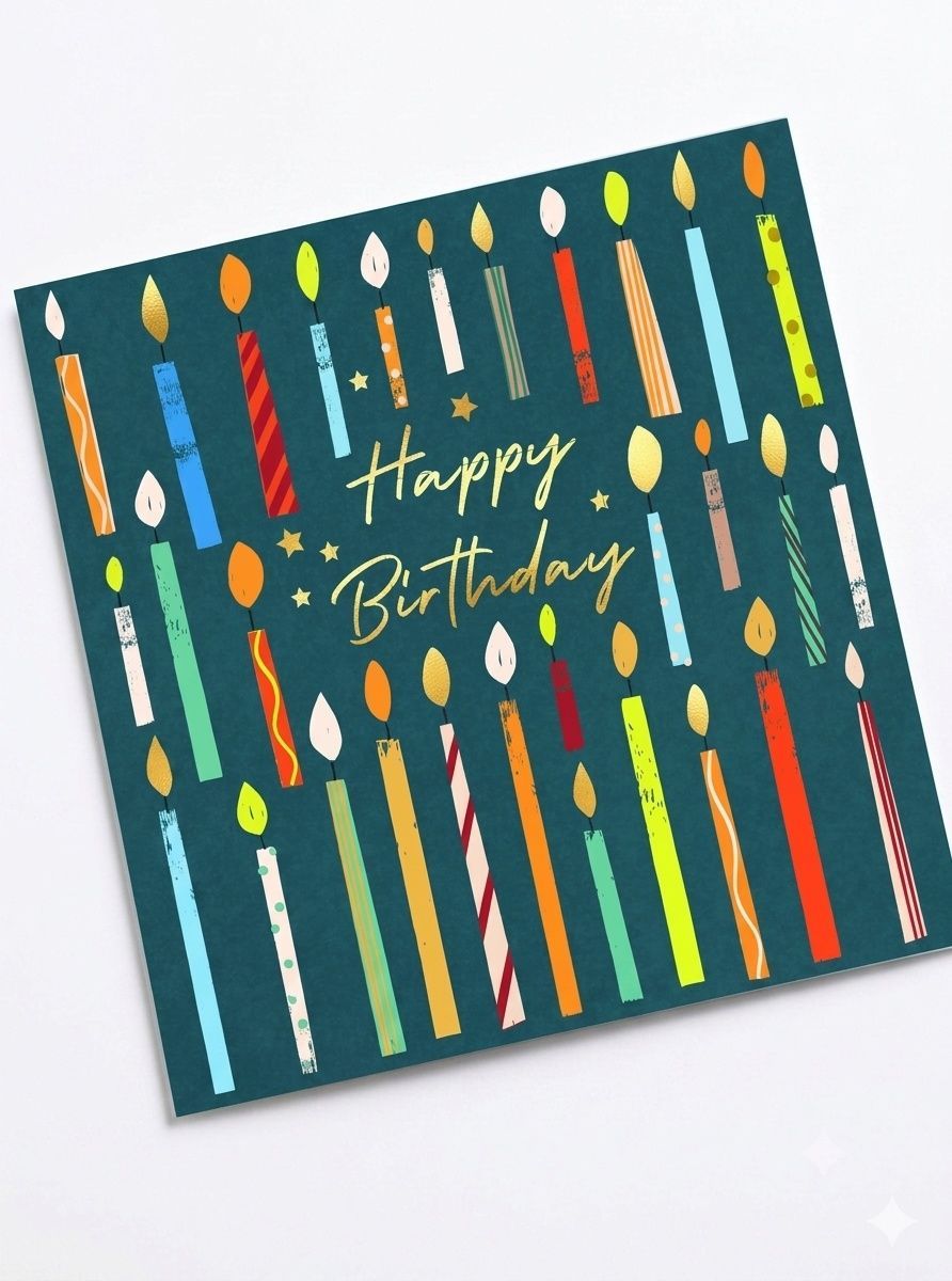 Laura Darrington Design - Happy Birthday Greeting Card - Candles Design