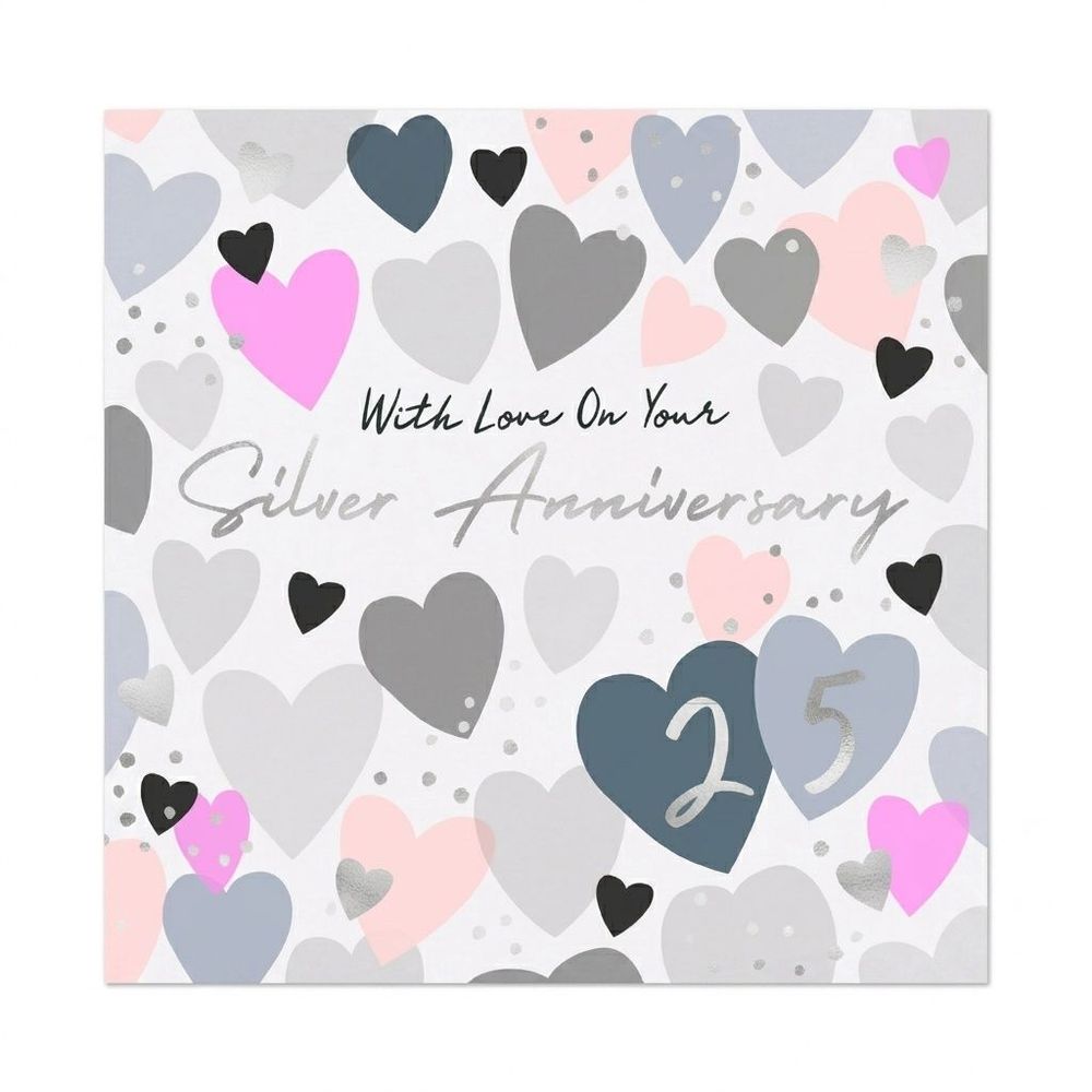 Laura Darrington Design - 25th Silver Wedding Anniversary Greeting Card - Multicolor