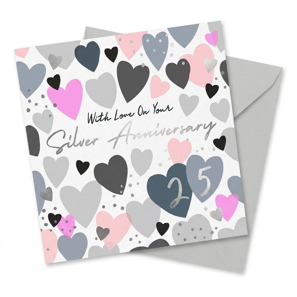 Laura Darrington Design - 25th Silver Wedding Anniversary Greeting Card - Multicolor