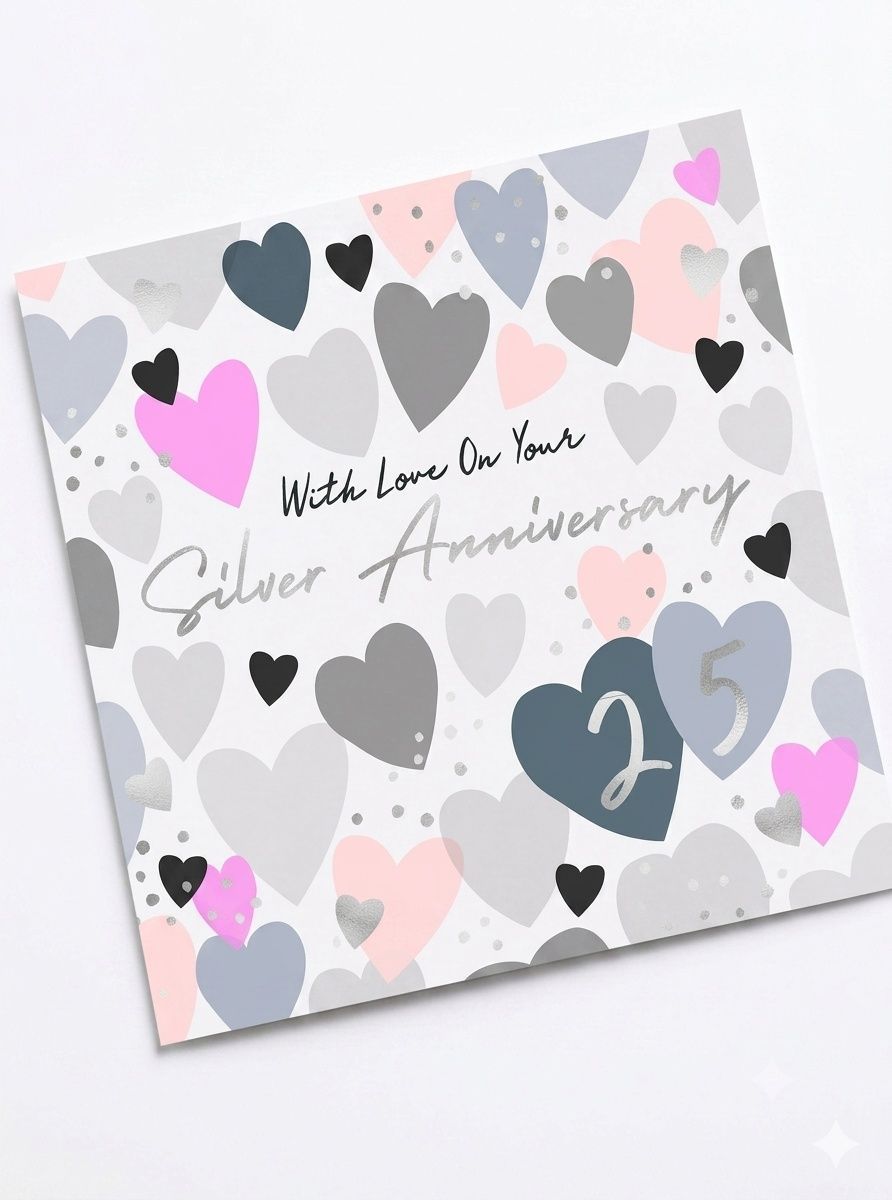 Laura Darrington Design - 25th Silver Wedding Anniversary Greeting Card - Multicolor