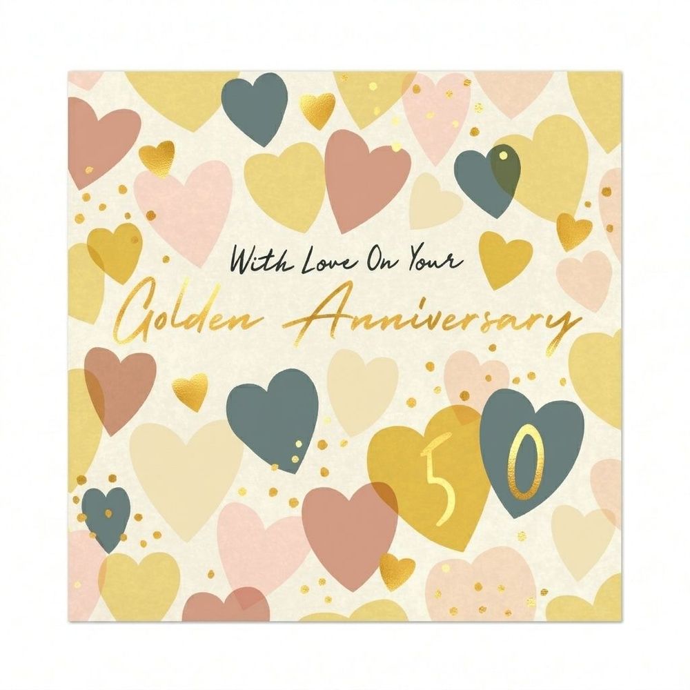 Laura Darrington Design - 50th Golden Wedding Anniversary Greeting Card - Multicolor