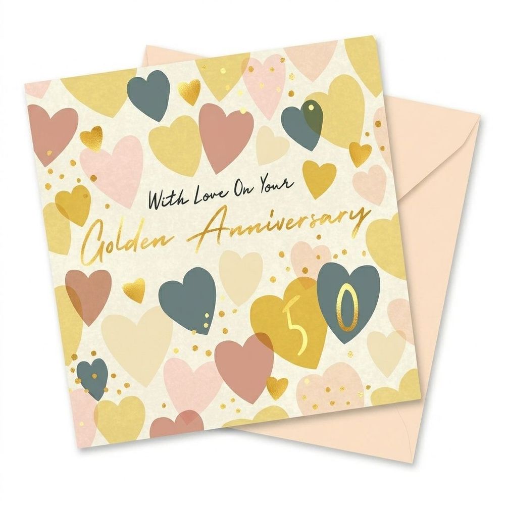 Laura Darrington Design - 50th Golden Wedding Anniversary Greeting Card - Multicolor