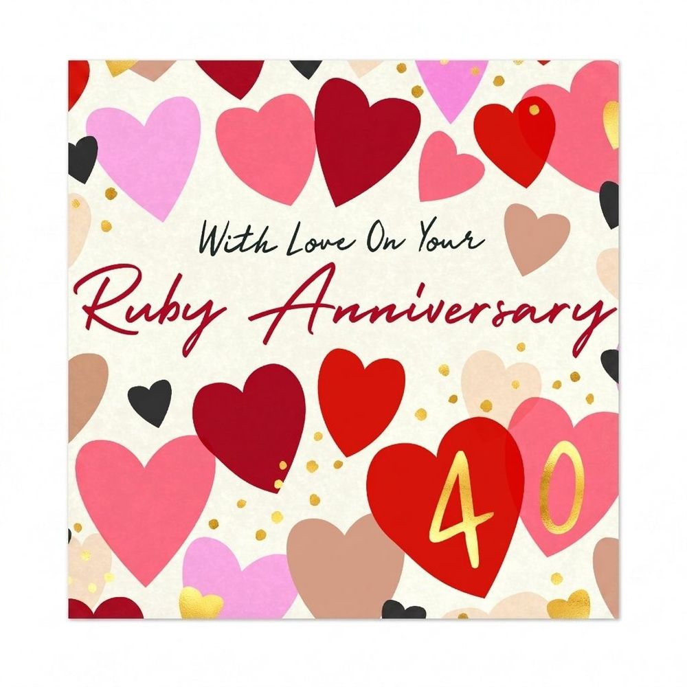 Laura Darrington Design - 40th Ruby Wedding Anniversary Greeting Card - Multicolor