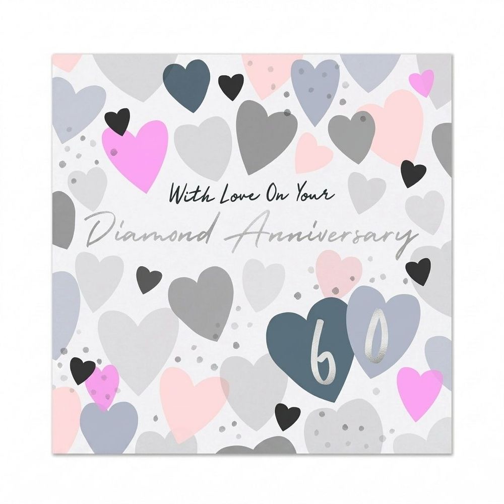 Laura Darrington Design - 60th Diamond Wedding Anniversary Greeting Card - Multicolor