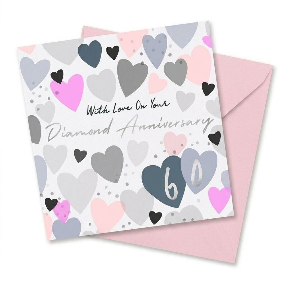Laura Darrington Design - 60th Diamond Wedding Anniversary Greeting Card - Multicolor