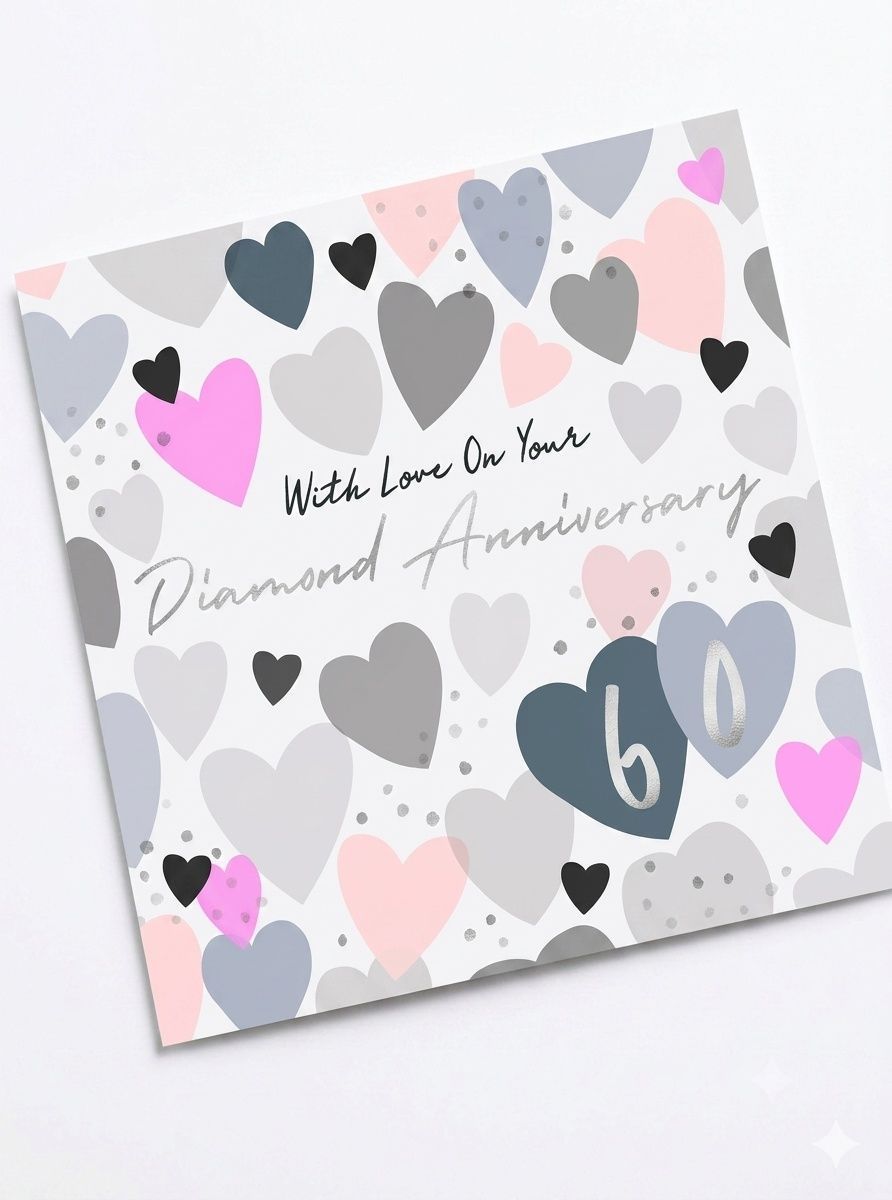 Laura Darrington Design - 60th Diamond Wedding Anniversary Greeting Card - Multicolor