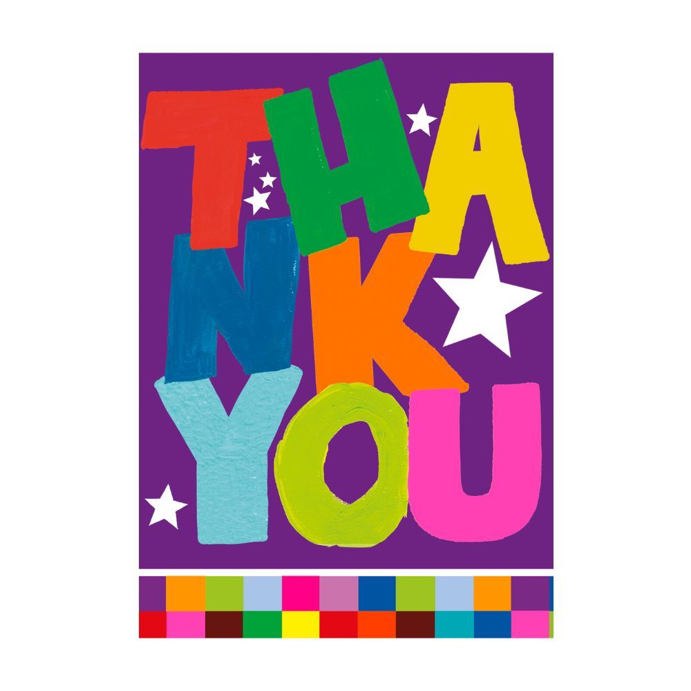 PaperSalad - Thank You Big Text Blank Greeting Card - Multicolor