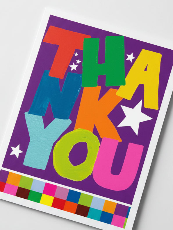 PaperSalad - Thank You Big Text Blank Greeting Card - Multicolor