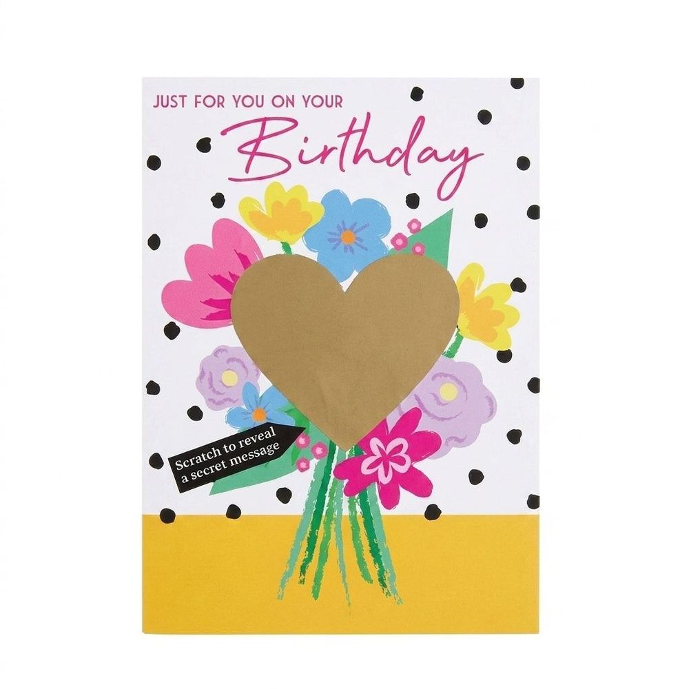 Second Nature - Happy Birthday Scratch Greeting Card - Bouquet Of Flowers