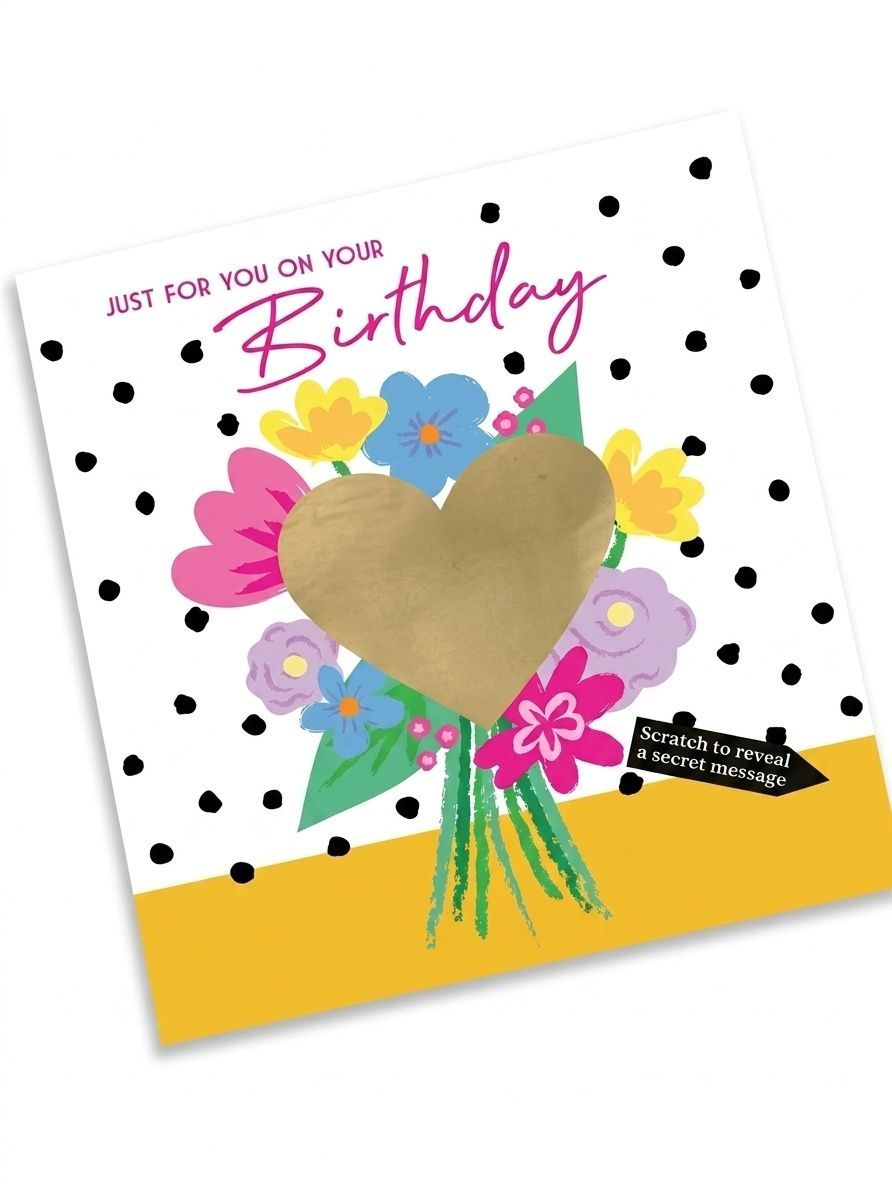 Second Nature - Happy Birthday Scratch Greeting Card - Bouquet Of Flowers