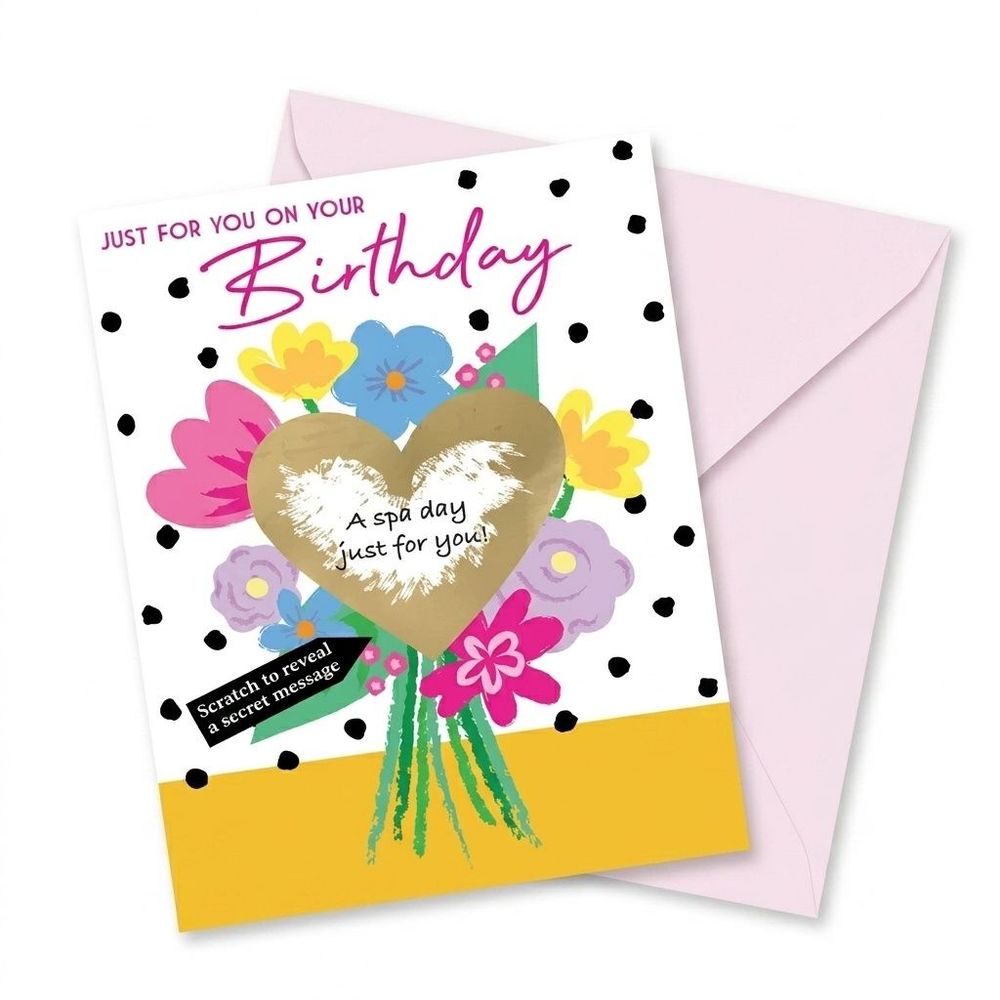 Second Nature - Happy Birthday Scratch Greeting Card - Bouquet Of Flowers