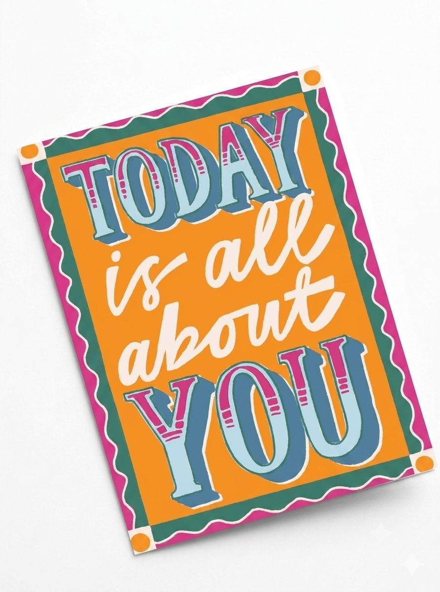 Laura Darrington Design - Happy Birthday Greeting Card - Today Is All About You