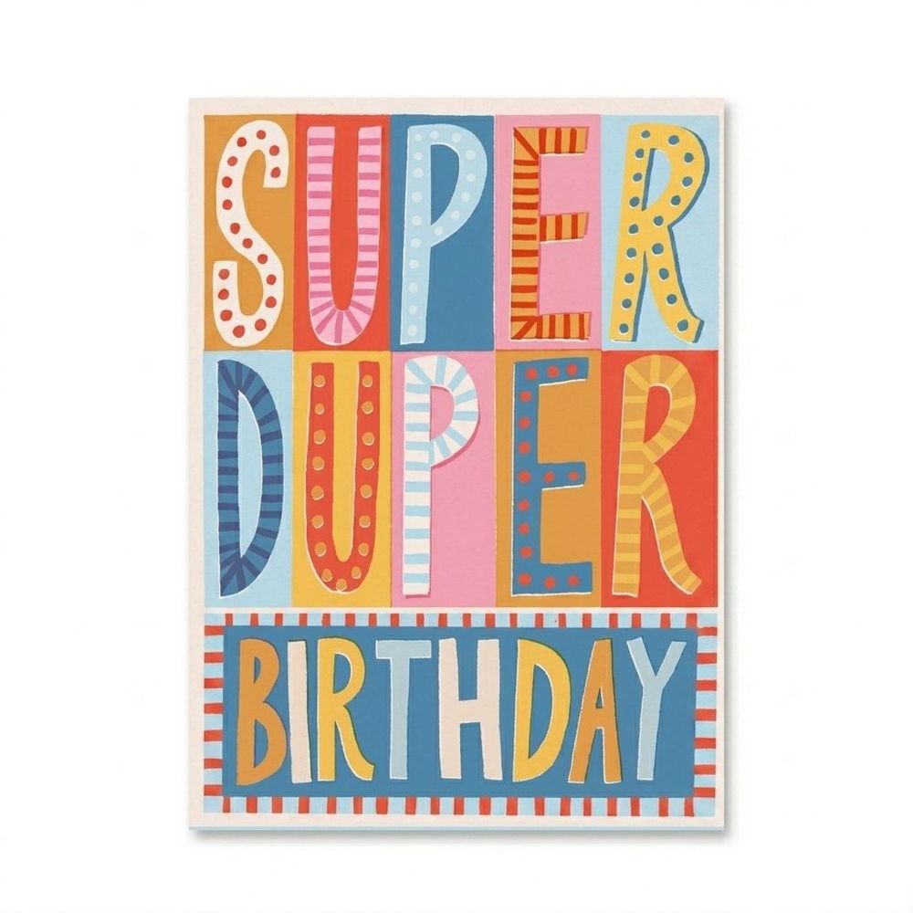 Laura Darrington Design - Super Duper Birthday Greeting Card - Multicolor