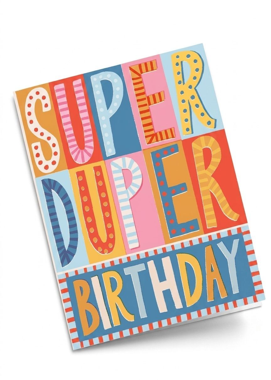 Laura Darrington Design - Super Duper Birthday Greeting Card - Multicolor