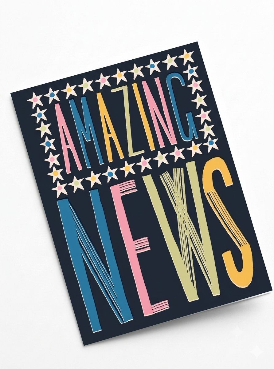 Laura Darrington Design - Happy Birthday Greeting Card - Amazing News