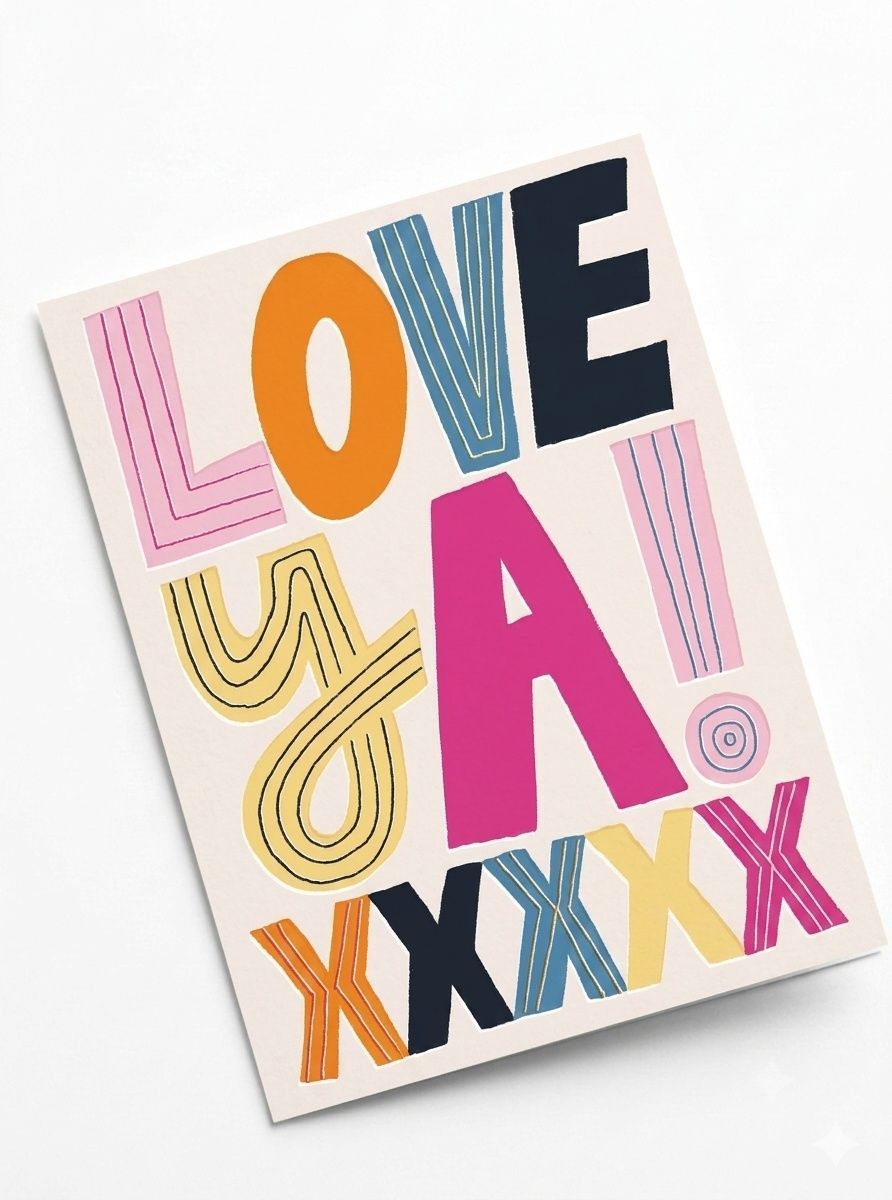 Laura Darrington Design - Love Ya Romantic Greeting Card - Multicolor