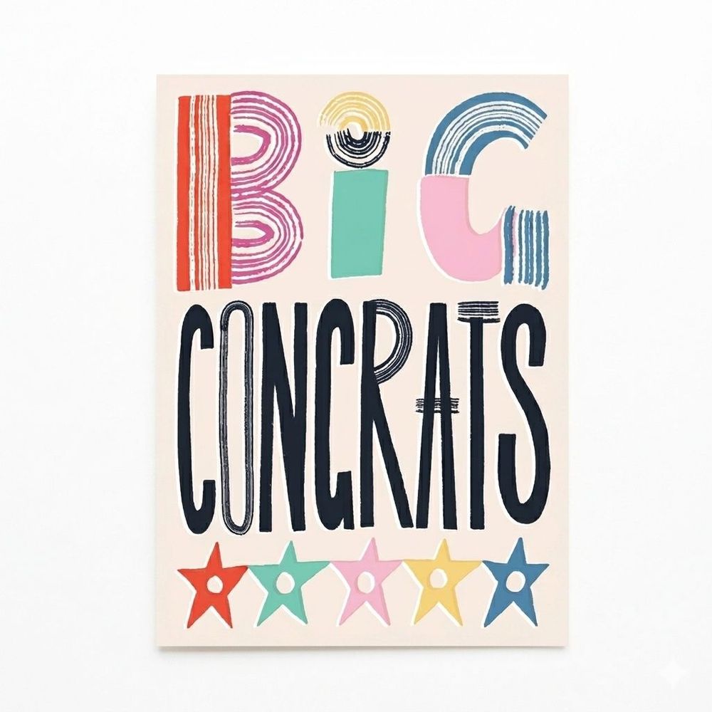 Laura Darrington Design - Congratulations Greeting Card - Big Congrats
