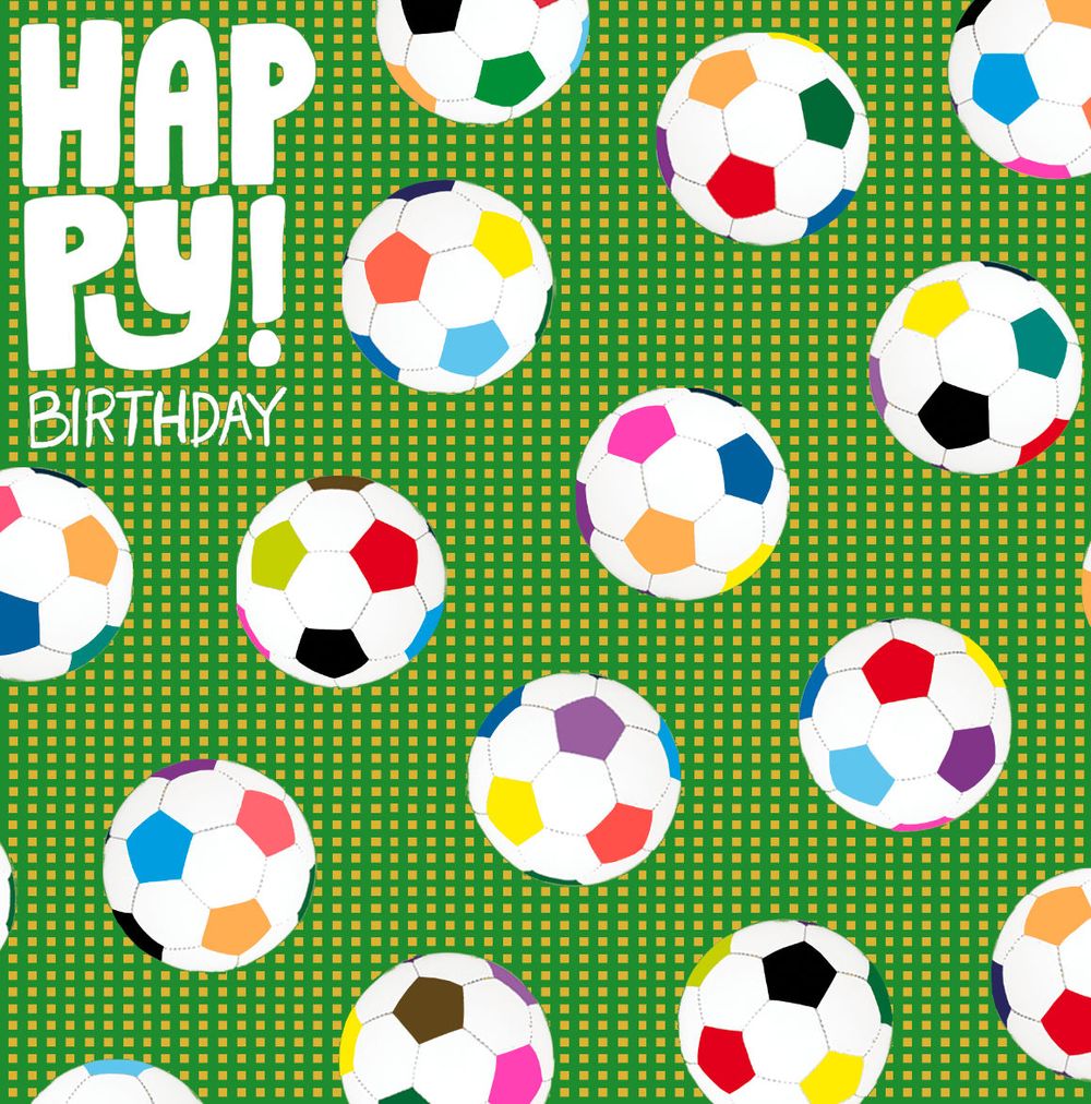 PaperSalad - Blank Card - Happy Birthday Footballs