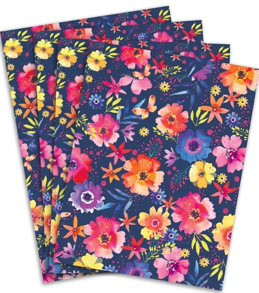 SimonElvin - Flat Gift Wrap & Tag Set - Floral - 6 Pcs